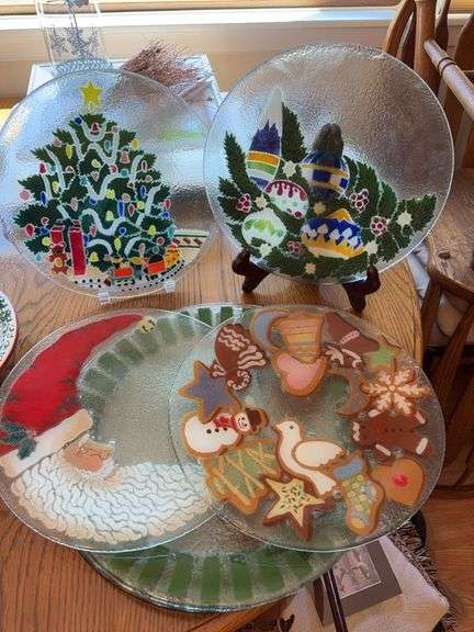 Art glass holiday serving plates image