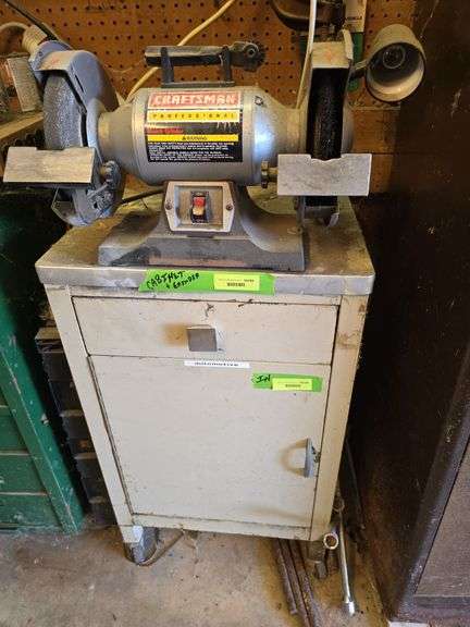 Craftsman 8" bench grinder and cabinet image