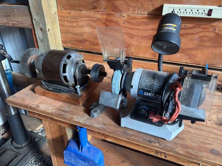 Delta shop master variable speed bench grinder with light and additional homemade bench grinder image