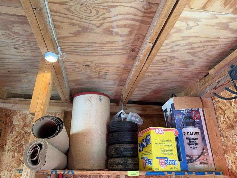 Hand sprayer, box of rags, pneumatic hand truck tires All top shelf image
