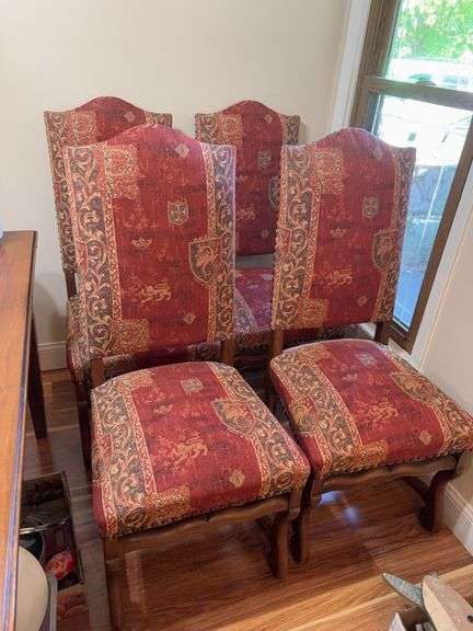Six padded seat and back dining chairs image