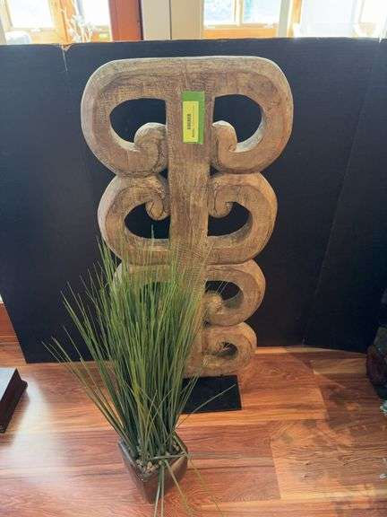 36” tall art deco piece and planter w artificial grass image