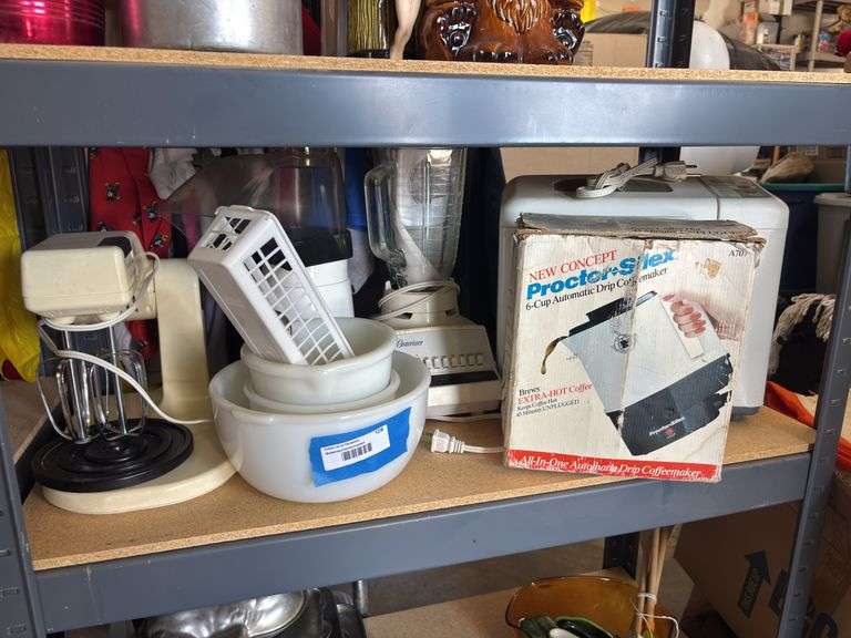 Shelf of kitchen appliances image