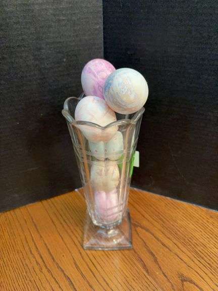 Vase filled w painted real? eggs image