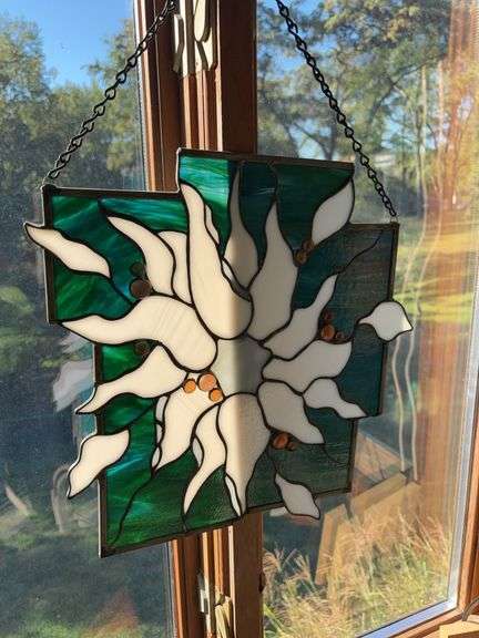 Approx 16x14 leaded stained glass hanging image