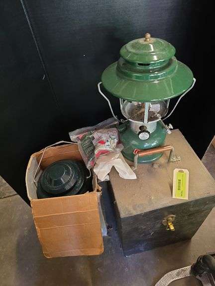 Coleman gas camp lantern w/ storage box and elec flourescent camp lantern image