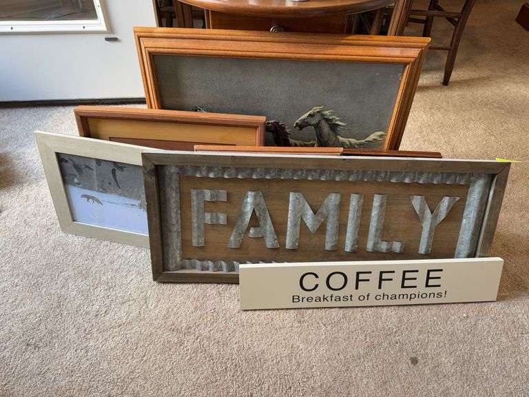 Various pieces of wall art
