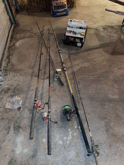 Fishing poles and tackle box image