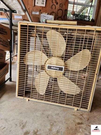 GALAXY WINDOW SHOP FAN - RUNS SHOWS WEAR - NEEDS CLEANED - (GARAGE) image