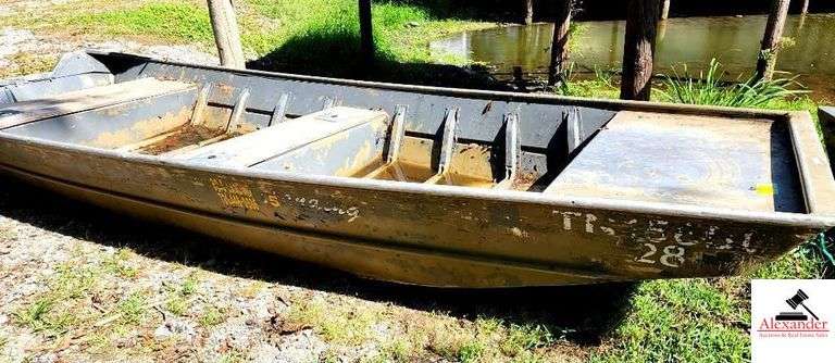 ALUMINUM BOAT - 15'10" LONG -48" BOTTOM-21" SIDE - BO'S LANDING #5 ON SIDE - TN 456BO28