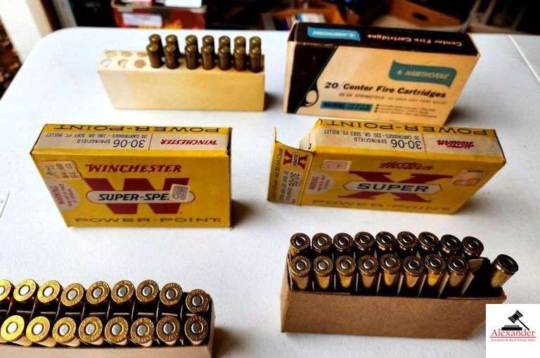 WINCHSTER SUPER SPEED 30-60 SPRINGFIELD 1970 RED AND YELLOW COLLECTOR'S BOX-2 ROUNDS MISSING-HAWTHORNE 30+-06 SPRINGFIELD 16 CENTER FIRE CARTRIDGES-ROUNDS MISSINIG-(GARAGE) image