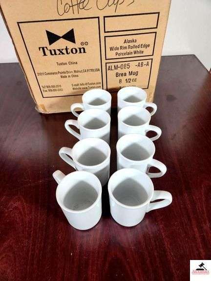(36) TUXTON 8-1/2OZ PORCELAIN WHITE BREA MUGS image