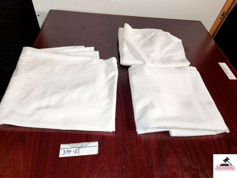 (3) WHITE LINEN TABLECLOTHS-40' X 40" SQUARE- GOOD USED CONDITION image