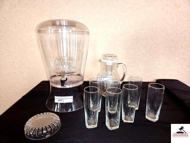 LARGE PLASTIC BEVERAGE DISPENSER WITH FRUIT PITCHER image