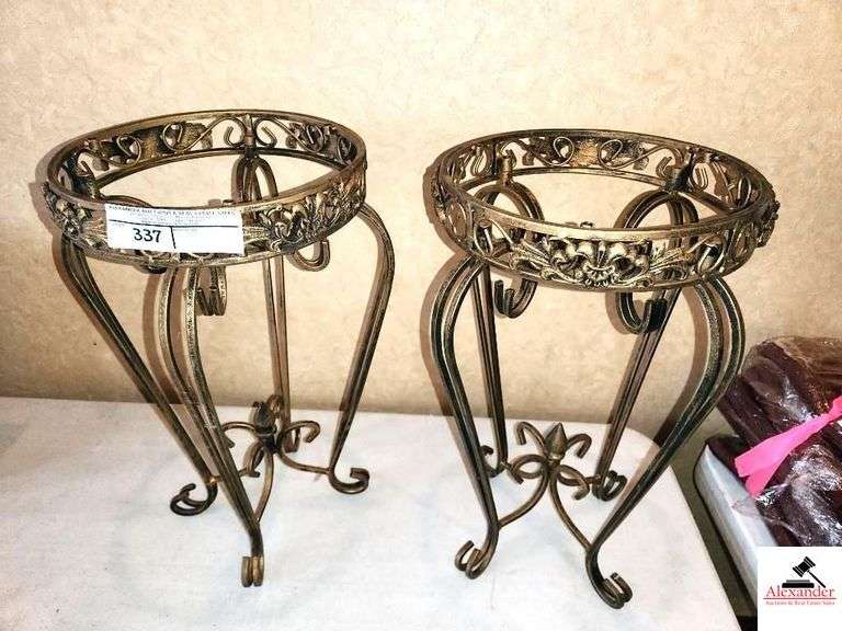 (2) BRONZE FLOWER STANDS image