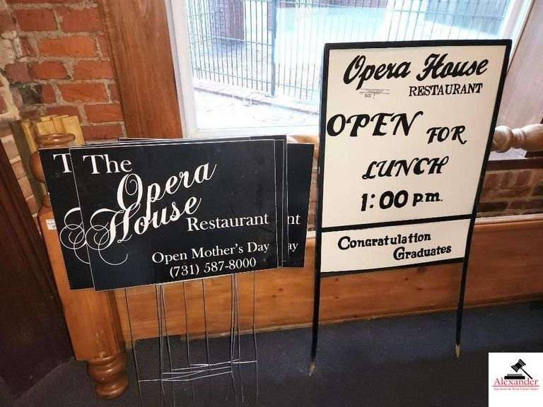"OPERA HOUSE" METAL SIGN & OPERA HOUSE STICK UP SIGNS (5)  (GAP) image