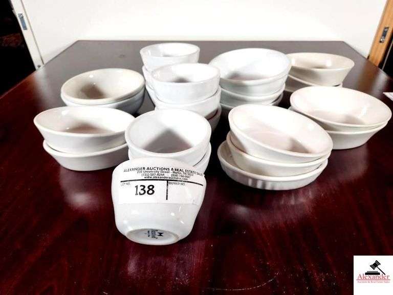 (2) TUXTON OVAL DESSERT BOWLS-(6) TUXTON OVAL DESSERT BOWLS-(1) OVAL FLUTED CREME BRULEE BOWLS image