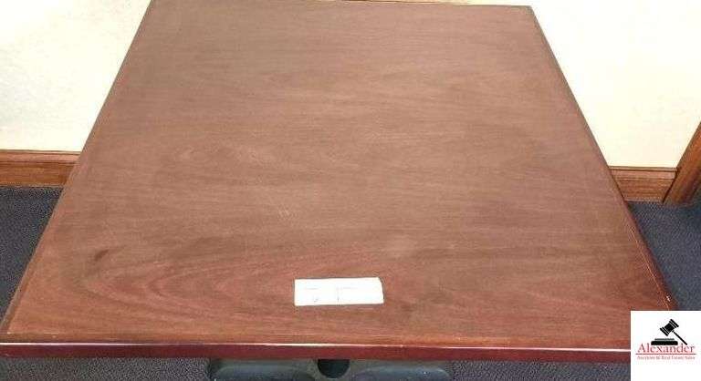 (7)WOOD TABLES- 30" X 30" (2 DOWNSTAIRS, 5 UPSTAIRS) image