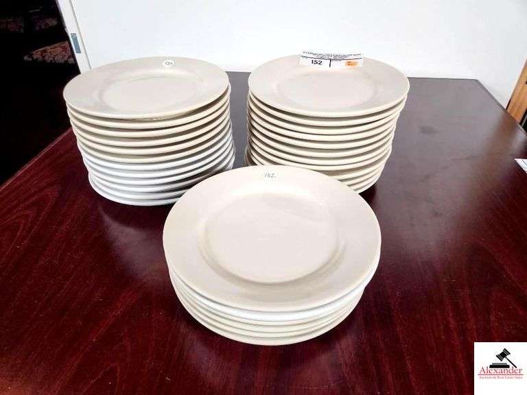 (30) WHITE & BONE PORCELIAN PLATES - 9" image