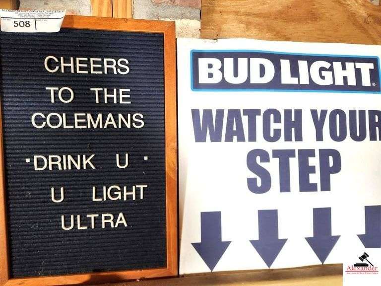 FRAME SIGN FOR LETTER SIGN - BUD LITE SIGN - BAG ON BUD LITE NECKLACES  - TICKET FOLDERS - CARD FILES - (GAP) image