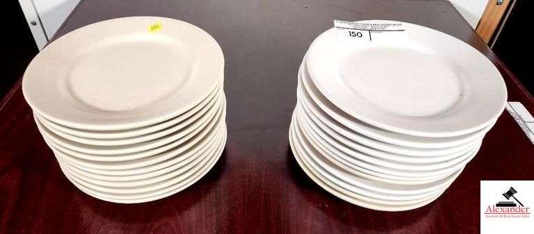 (24) WHITE/BONE PORCELAIN 9" DINNER PLATES image
