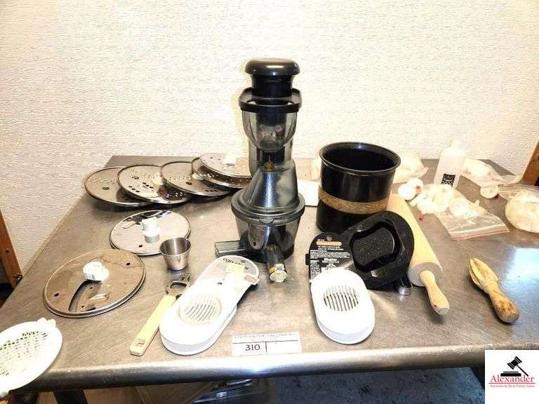 VEGETABLE SLICER-MIXER ATTACHMENTS-HANDHELD CAN OPENER-BLACK UTENSIL HOLDER-MEDICAL EMERGENCY KIT-(KITCHEN) image