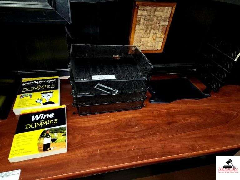 OFFICE SUPPLY INVENTORY FROM LOT #423- FILE RACK, FILES, PENS, PAPER, DESK ORGANIZERS(UPSTAIRS OFFICE) image