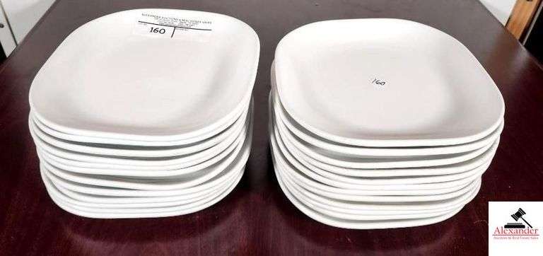 SYRACUSE REFLECTION WHITE CHINA PLATES #421- (24) - 9 1/8" X 9 1/8" image