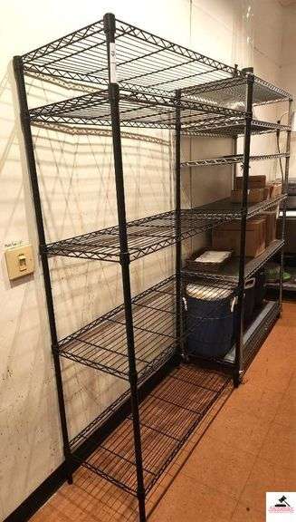 BLACK METAL STORAGE RACK W/ 5 ADJUSTABLE SHELVES-48"X74.5"X18" image