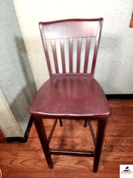 (4) DARK MAHOGANY BAR CHAIRS  31" TALL (BAR AREA) image