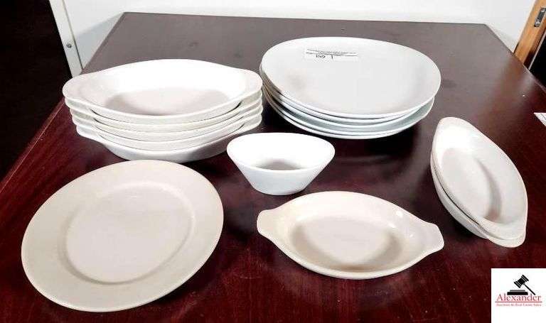 BETTER HOMES & GARDEN PLATES - 11 1/2 X 11- (5) SERVING BOWLS  5 58" - (3) SERVING BOWLS 8 1/2" LONG 4 1/4 WIDE - WORLD NEPTUNE 5 1/2" SALAD  BOWL - image