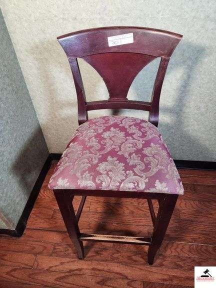 (9) SHAFER BAR CHAIRS - 31" TALL UPHOLSTERED FLORAL DESIGN - (BAR AREA) image