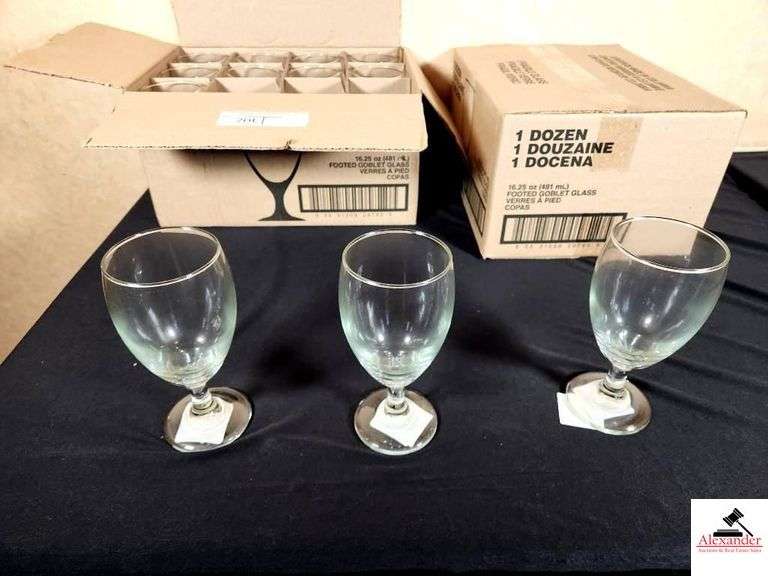 FOOTED GOBLET GLASS - DOZ. NEW - 24 USED  - SMALL CHAMPAGNE GLASS - MARITA G;ASS - (PREP AREA UPSTAIRS image