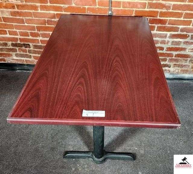 (6) WOOD TABLES-(4) 30"X46" (2) 30"X48'" (DOWNSTAIRS) image