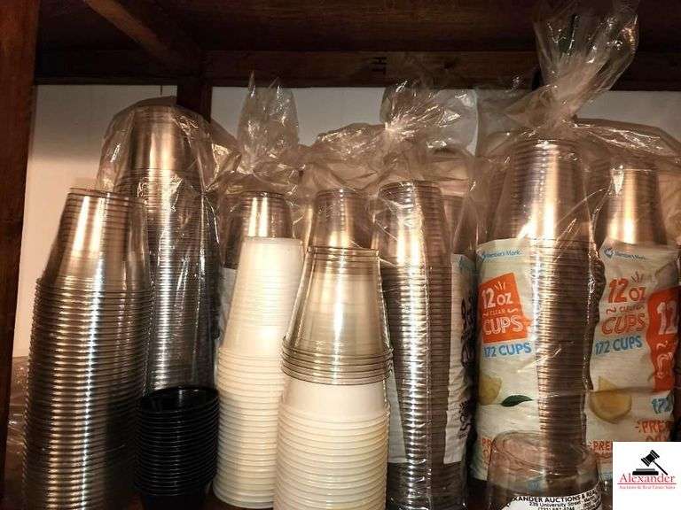 PAPER SUPPLIES- (172) 12OZ PAPER CUPS- (2) 264CT 9OZ PAPER CUPS- (53) .05OZ BOTTLES CELEBRATION BUBBLES- WAITRESS AREA UPSTARS image