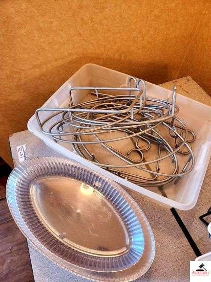 (2) SERVING PLATTER DISPLAYS WITH ADJUSTABLE RACKS- DOUBLE TIER- HOLDS 3 PLATTERS- 3 EXTRA SERVING PLATTERS INCLUDED- 9 TOTAL PLATTERS image