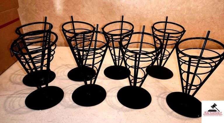 METAL CRAFT AW IRON SERVING   CONE BASKETS  (8)  - DINING UPSTAIRS image