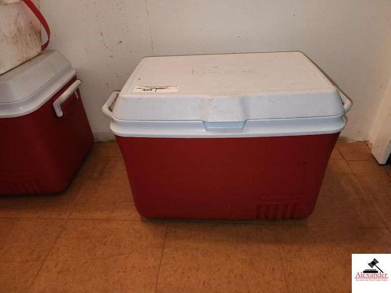 (2) RUBBRMAID COOLERS- RED - LIFOAM STYROFOAM COOLER (UPSTAIRS) image
