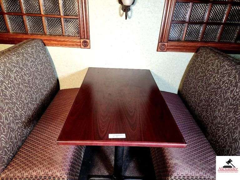 (3)UPHOLSTERED BOOTHS-48" 2 ENDS, 2 DOUBLE SIDED SECTIONS- GO WITH #8 TABLE(DINING DOWNSTAIRS) image