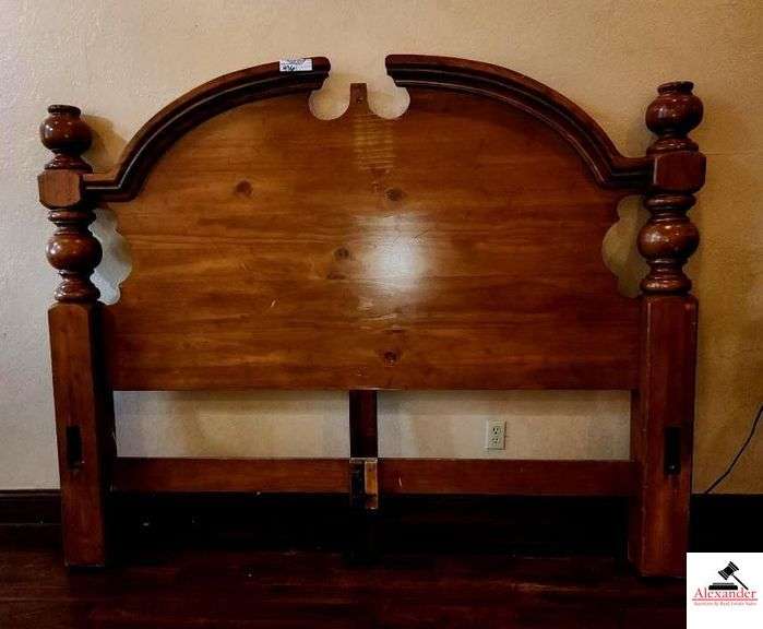 WALNUT KING SIZE HEADBOARD, FOOTBOARD, & 3 RAILS- 68" X 84"-VERY HEAVY-APARTMENT image