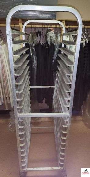 ALUMINUM ROLLING BREAD TRAY RACK UPSTAIRS image