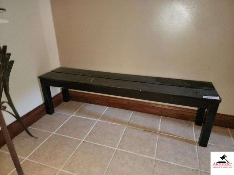 BLACK WOODEN BENCH-62" X 14"- APT FOYER AREA image