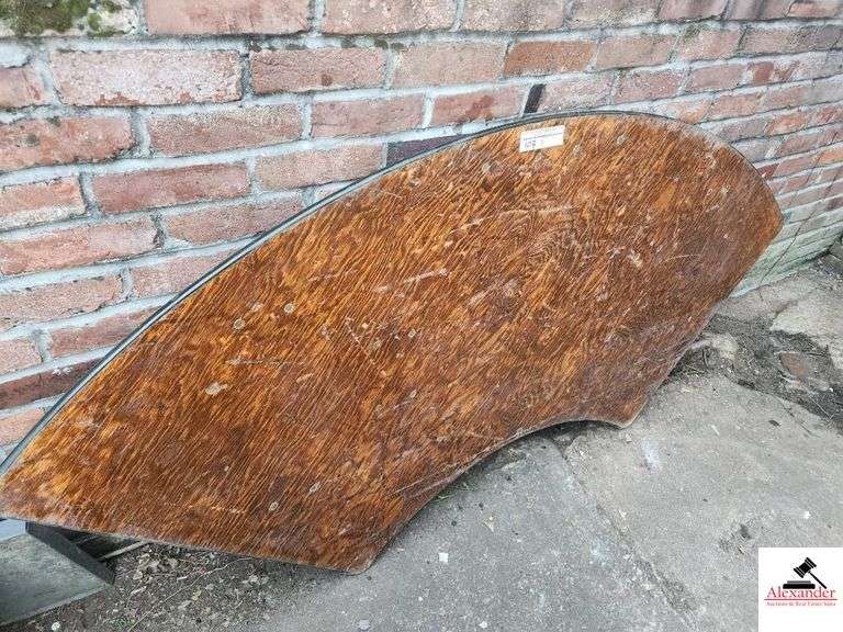 PLYWOOD TABLE SECTIONS FOR A ROUND TABLE - ALUMINUM FOLDING LEGS image