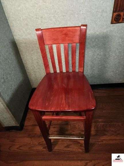 (6)BAR CHAIRS - SLAT BACKS - MEDIUM CHERRY COLOR (BAR AREA) image