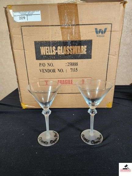 WELLS GLASSWARE MARTINI GLASSES (39)  "OLIVIA OPERA HOUSE ON BASE WITH MARKER" image