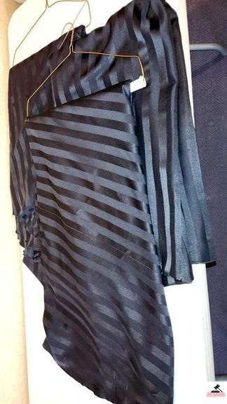 (23) BLACK/BLACK STRIPE SATIN TABLECLOTHS 72" X 72"-UPSTAIRS image