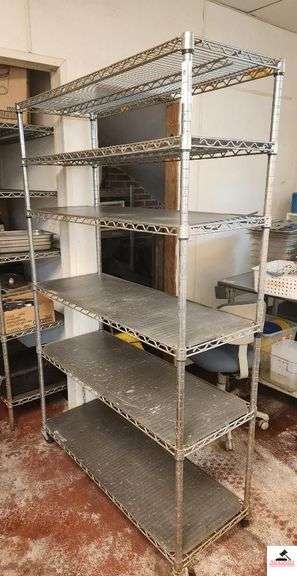 NSF CHROME ROLLING STORAGE RACK-5 SHELF 48"X18" UTILITY/KITCHEN image