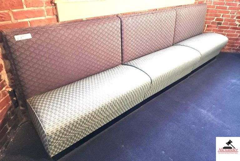 UPHOLSTERED BOOTH- WALL BENCH-CUSHION SEAT (3) 42IN SECTIONS-TOTAL 125IN WIDE-24IN DEEP(UPSTAIRS) image