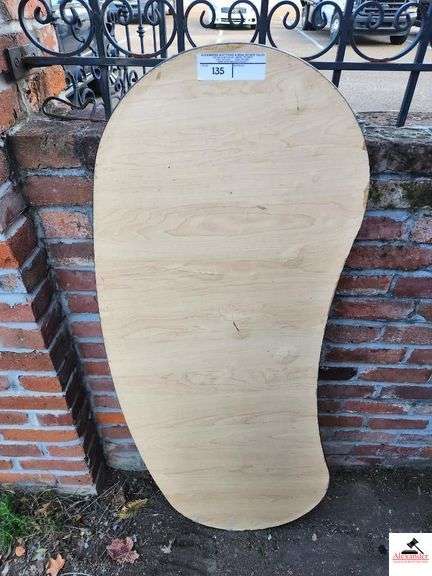 KIDNEY SHAPED FOLDING TABLE - SOME SCRATCHES - SOME WEAR image