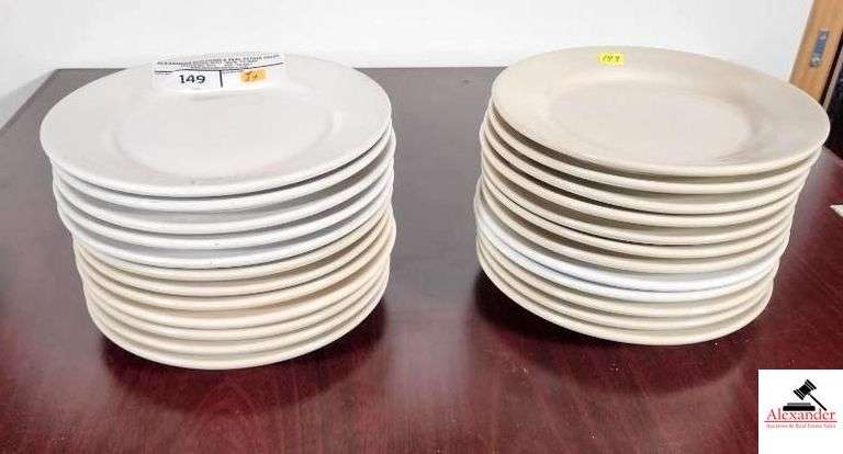 (24) WHITE/BONE PORCELAIN 9" PLATES - image